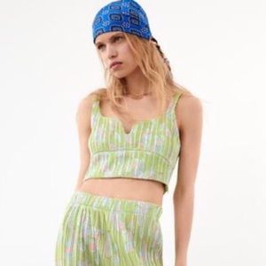 NWT Zara Retro Pleated Crop Top